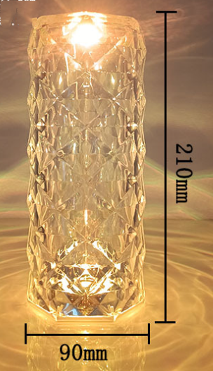 Crystal Rose Diamond Lamp - 16 Color LED Projector with Touch & Remote Control