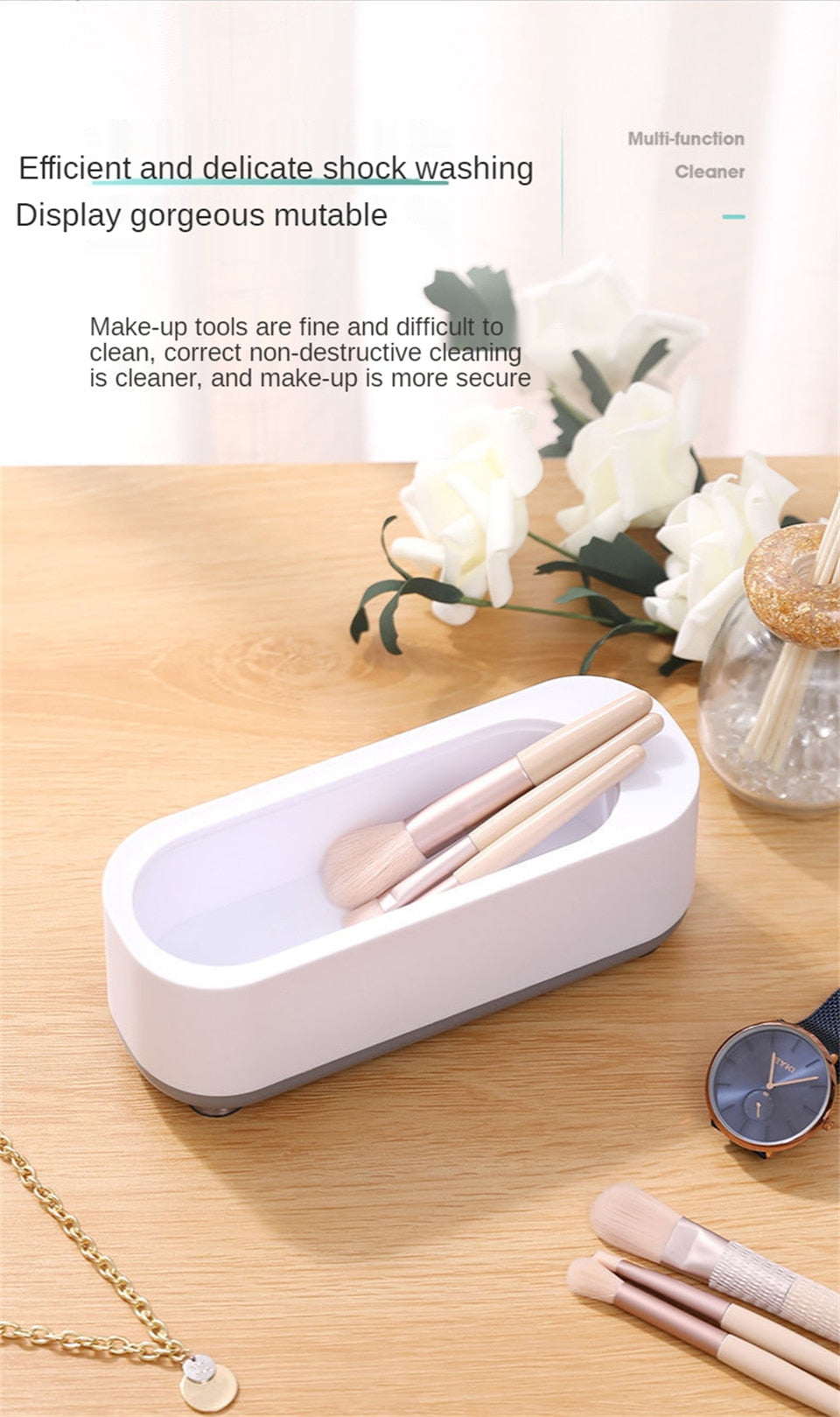 Ultrasonic Vibration Jewelry Cleaner - Portable Bath for Glasses & Rings