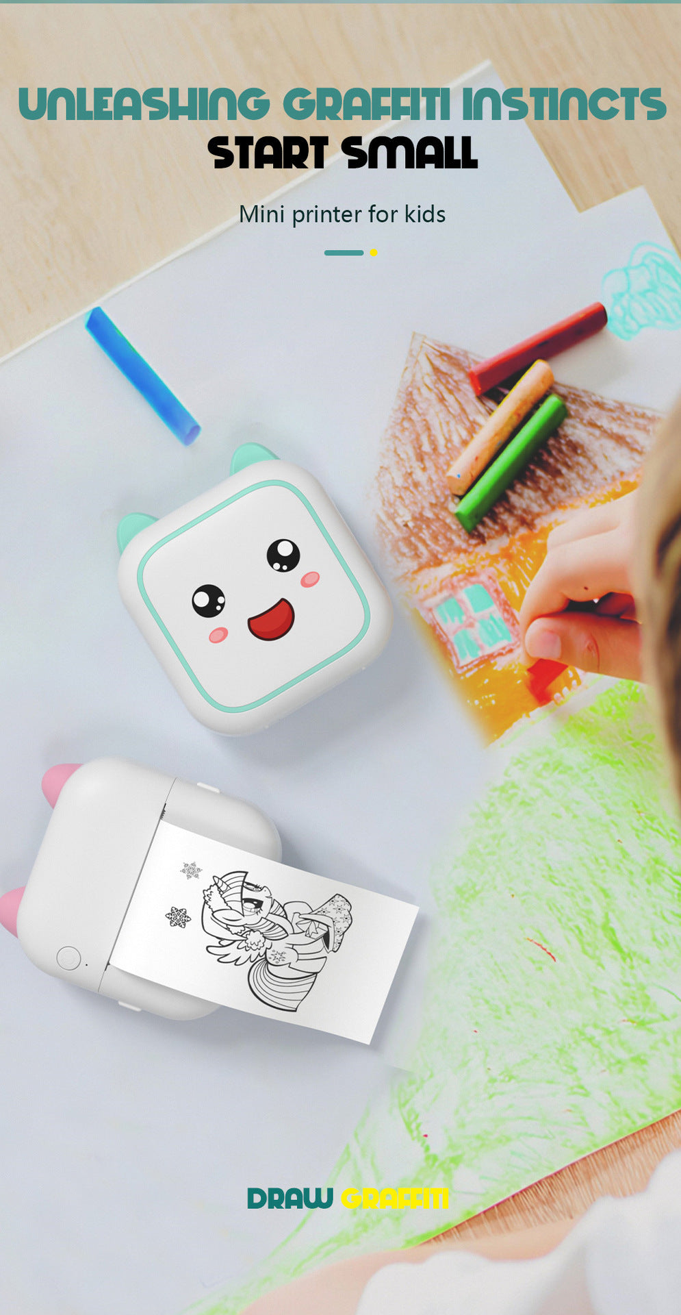 Inkless Mini Printer Creative Bundle - Includes Paper, Stickers & Markers