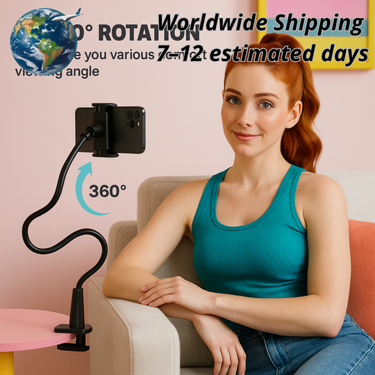 Flexible Gooseneck Phone Holder - Long Arm 360 Mount for Bed & Desk