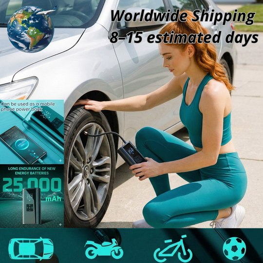 Cordless Tire Inflator & Power Bank - High Capacity Air Compressor