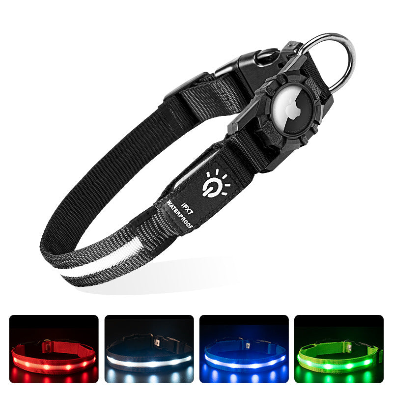 LED Dog Collar with AirTag Holder 🐾 Safety, Style & Smart Tracking! 🔦📍