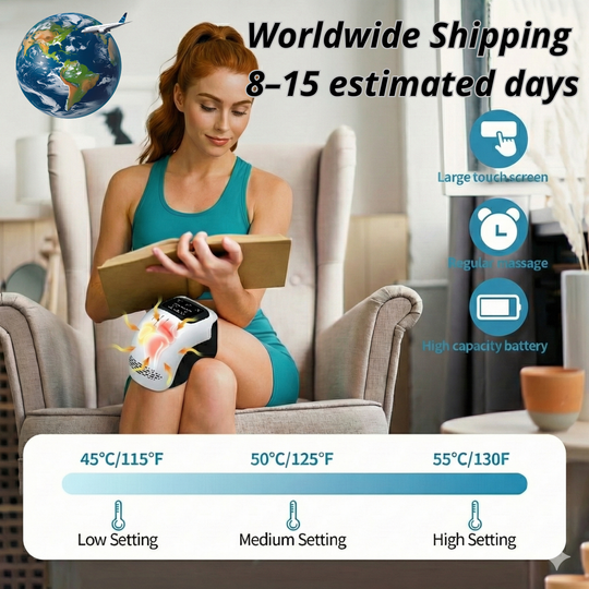 Smart Knee Massager with Heat & Vibration - Cordless & Rechargeable
