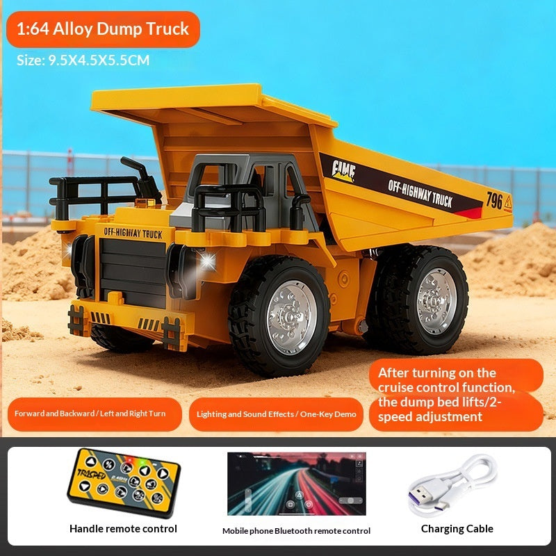 Mini 1:64 RC Engineering Vehicle Models - Alloy Construction Series (Dump Truck, Excavator, Forklift)