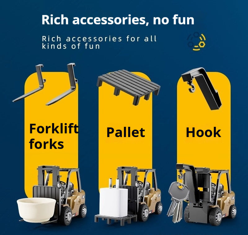 Mini 1:64 RC Engineering Vehicle Models - Alloy Construction Series (Dump Truck, Excavator, Forklift)