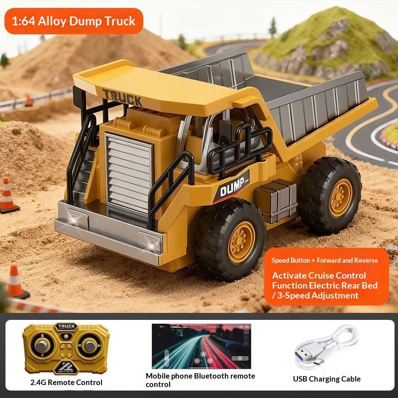 Mini 1:64 RC Engineering Vehicle Models - Alloy Construction Series (Dump Truck, Excavator, Forklift)