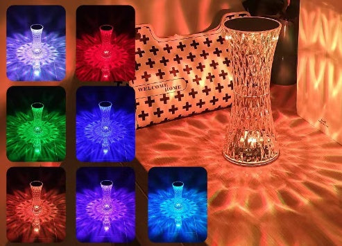 Crystal Rose Diamond Lamp - 16 Color LED Projector with Touch & Remote Control