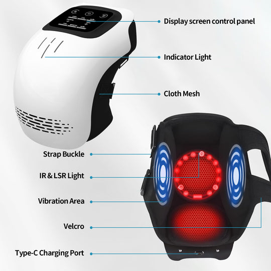 Smart Knee Massager with Heat & Vibration - Cordless & Rechargeable