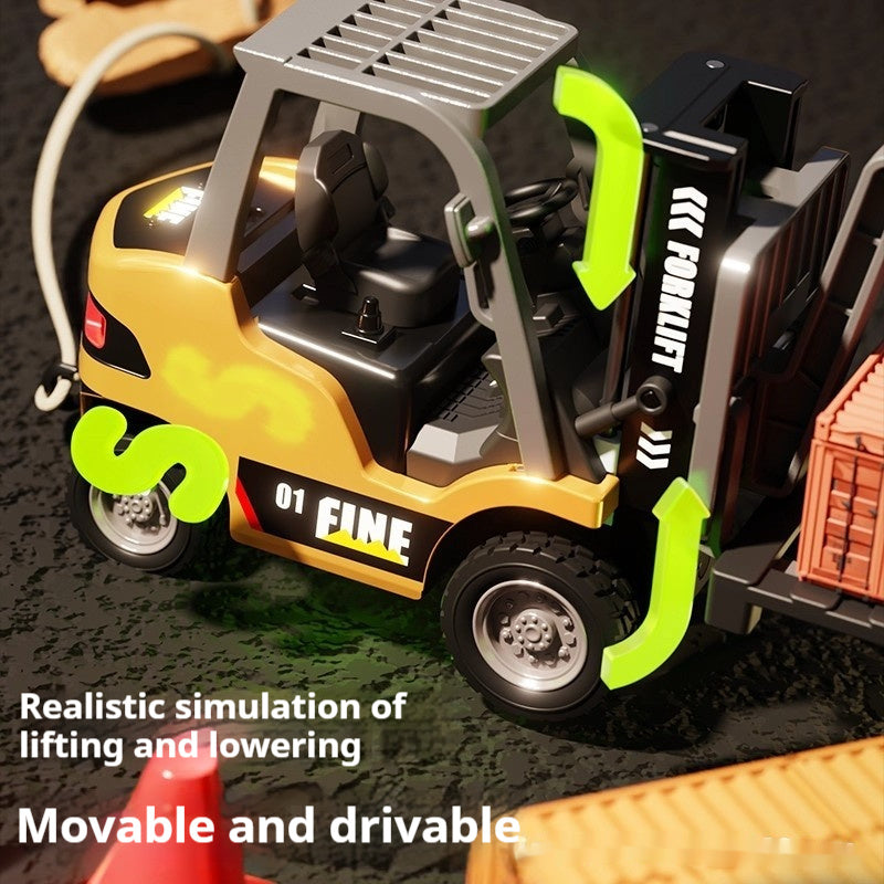 Mini 1:64 RC Engineering Vehicle Models - Alloy Construction Series (Dump Truck, Excavator, Forklift)