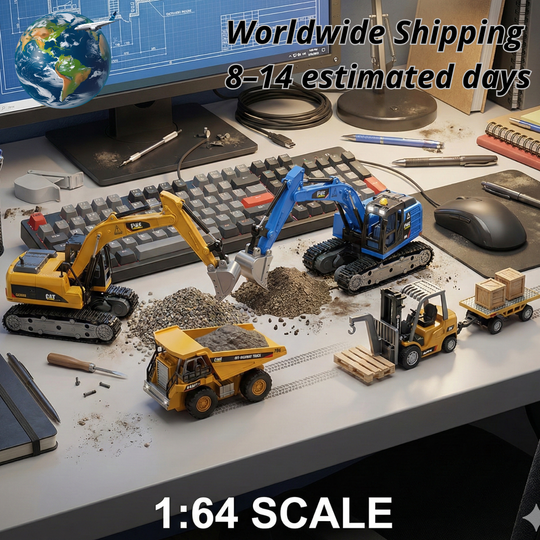 Mini 1:64 RC Engineering Vehicle Models - Alloy Construction Series (Dump Truck, Excavator, Forklift)