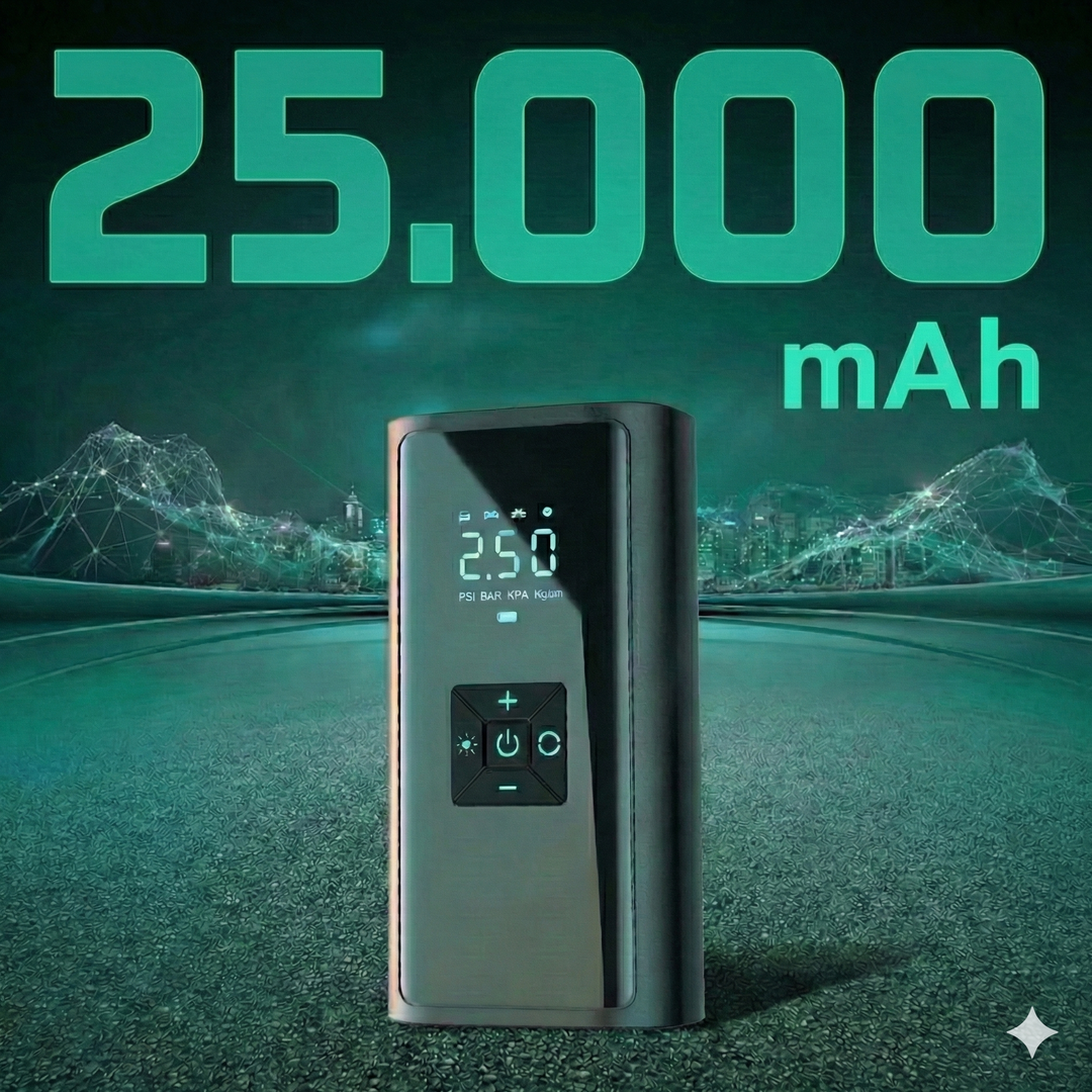 Cordless Tire Inflator & Power Bank - High Capacity Air Compressor