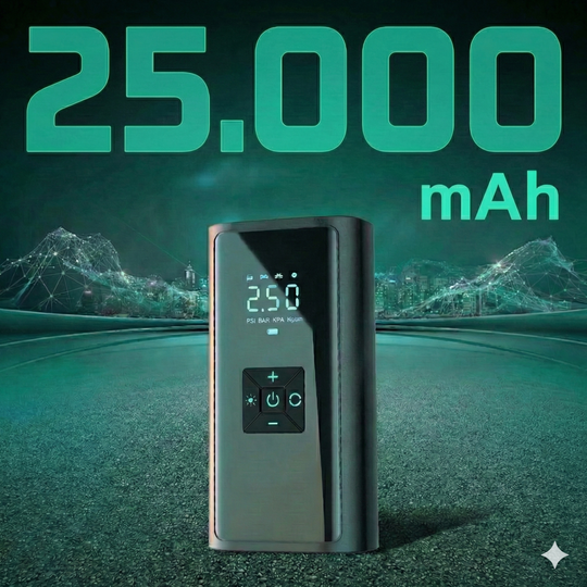 Cordless Tire Inflator & Power Bank - High Capacity Air Compressor