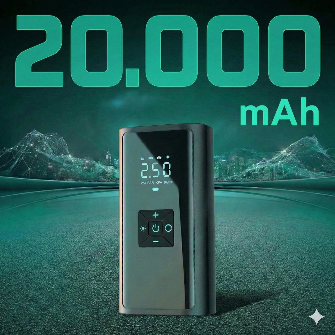 Cordless Tire Inflator & Power Bank - High Capacity Air Compressor