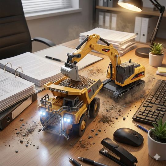 1:64 Mini RC Engineering Vehicles - Pro Series with Proportional Steering