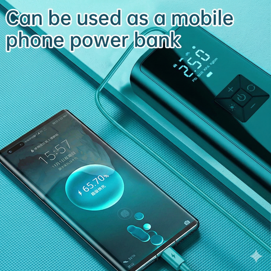 Cordless Tire Inflator & Power Bank - High Capacity Air Compressor