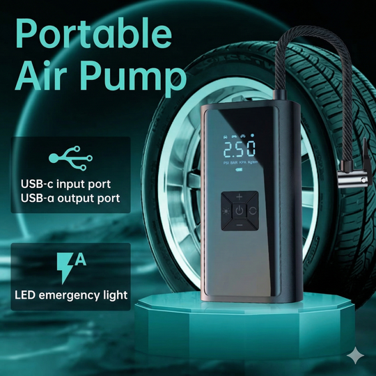 Cordless Tire Inflator & Power Bank - High Capacity Air Compressor