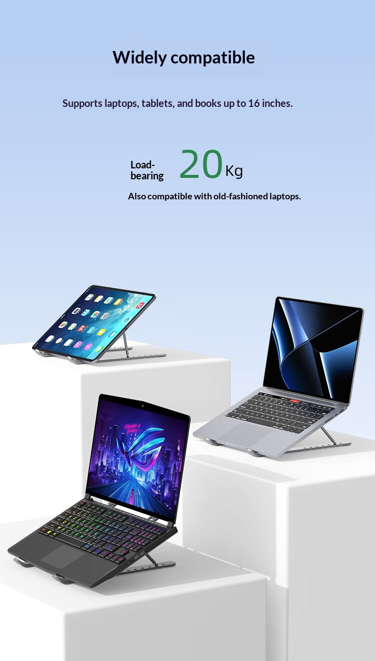 New Laptop Stand With Adjustable And Foldable Height, Aluminum Alloy Bracket With Cooling Fan