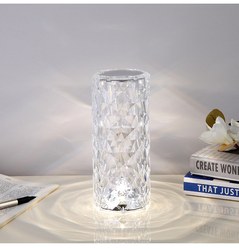 Crystal Rose Diamond Lamp - 16 Color LED Projector with Touch & Remote Control