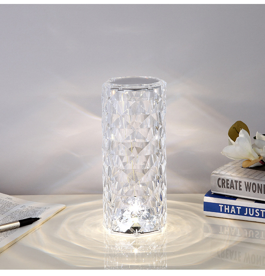 Crystal Rose Diamond Lamp - 16 Color LED Projector with Touch & Remote Control