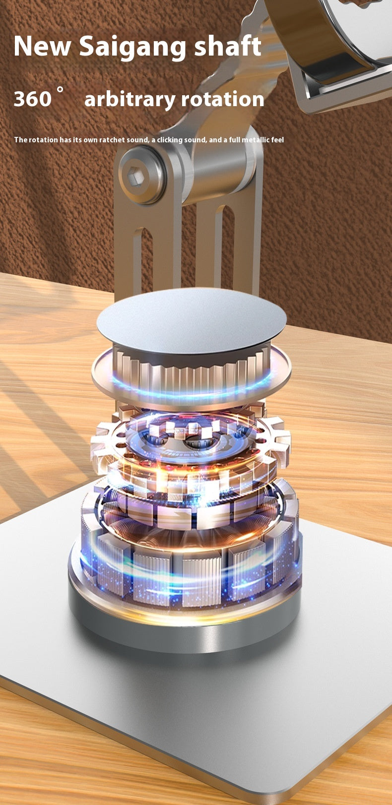 360-Degree Rotating Aluminum Phone Stand - Foldable Desktop Holder for Smartphones & Tablets