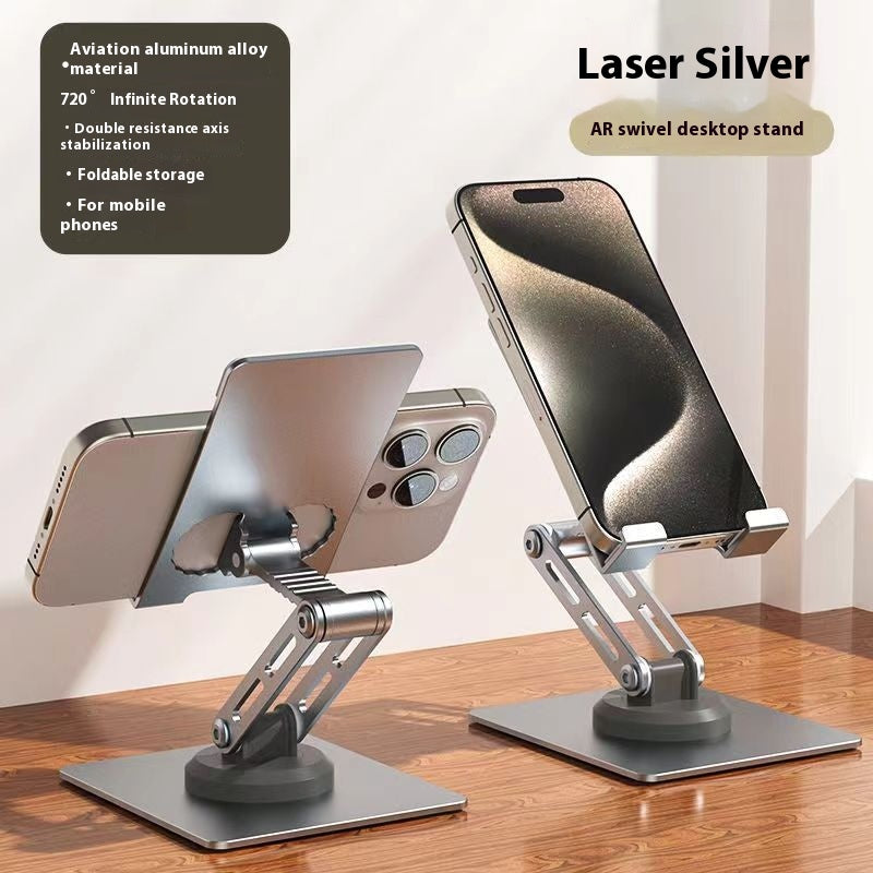 360-Degree Rotating Aluminum Phone Stand - Foldable Desktop Holder for Smartphones & Tablets
