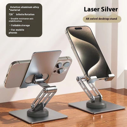 360-Degree Rotating Aluminum Phone Stand - Foldable Desktop Holder for Smartphones & Tablets